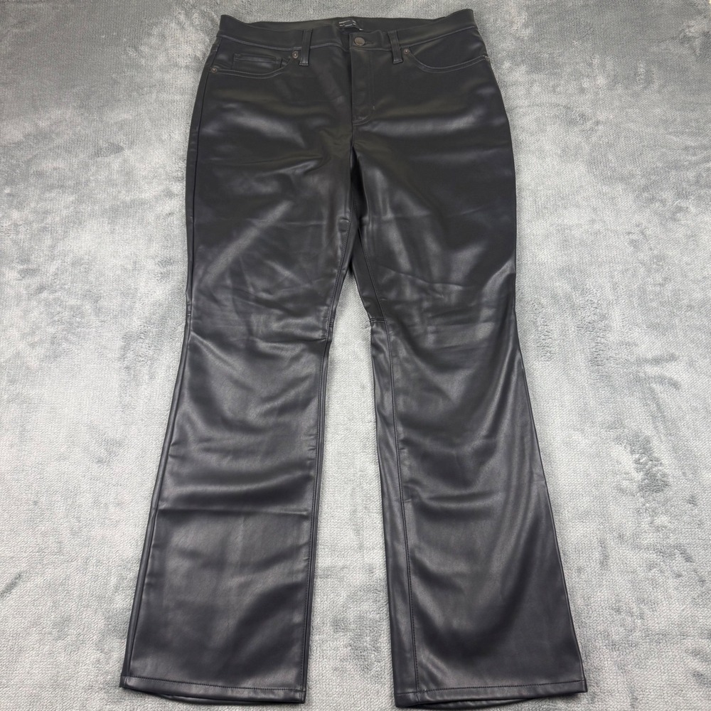 Banana Republic Black Vegan Faux Leather Mid Rise Bootcut Pants 31/12